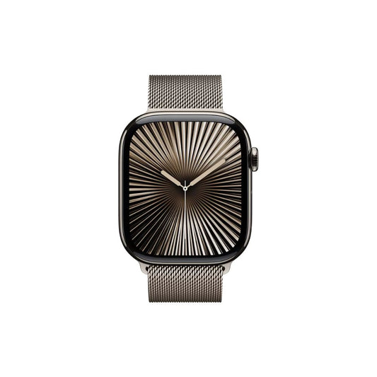 Apple Watch Series 10 - GPS + Cellular - 46mm - Naturlig Titanboett - Naturlig Milanesisk Loop M/L