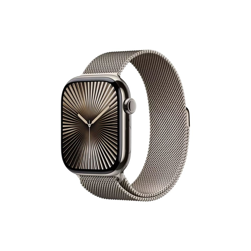 Apple Watch Series 10 - GPS + Cellular - 46mm - Naturlig Titanboett - Naturlig Milanesisk Loop M/L