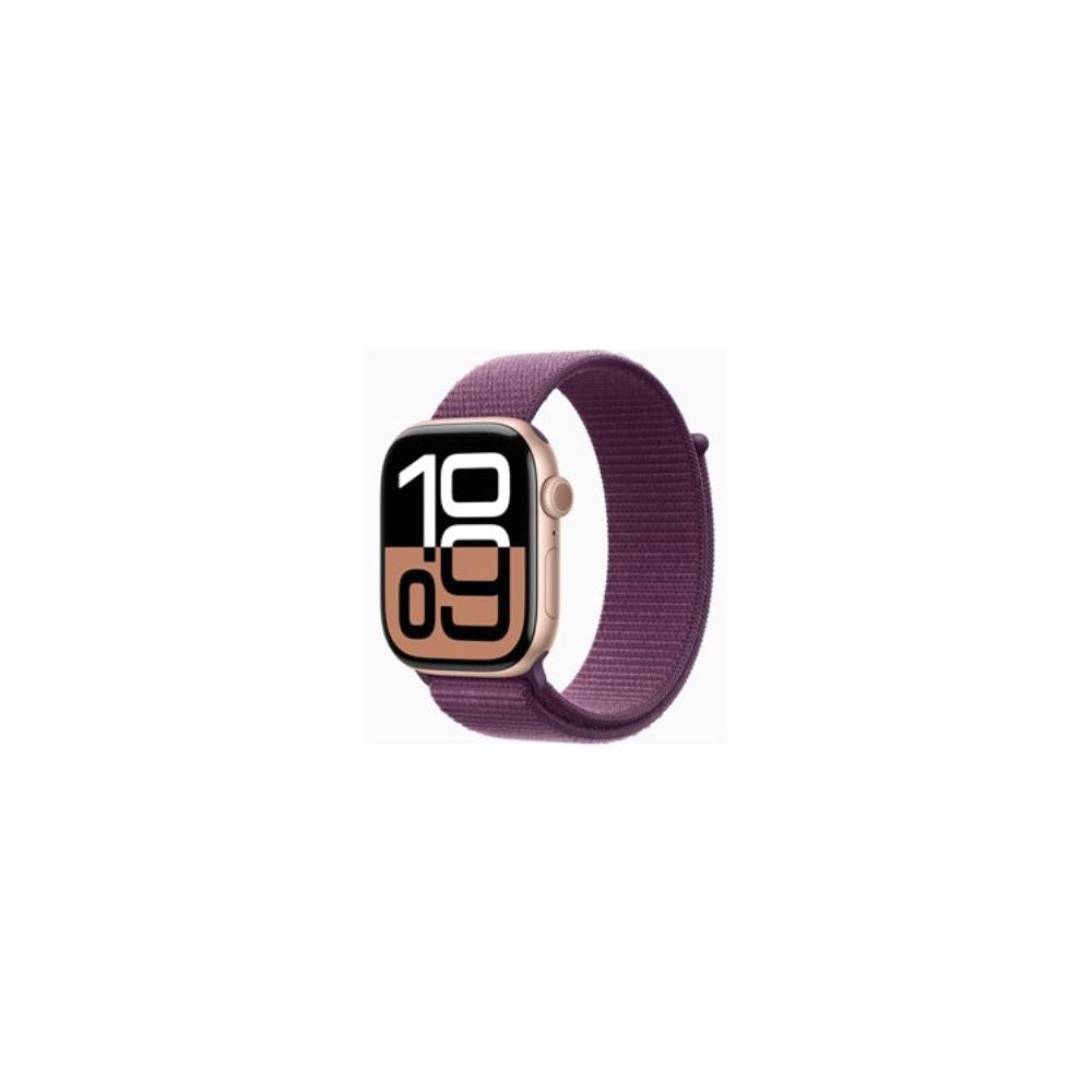 Apple Watch Series 10 - GPS + Cellular - 46mm - Roséguld Aluminiumboett - Plommon Sportloop