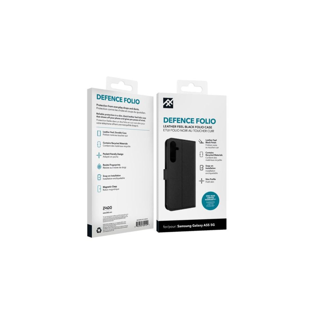 Zagg Cases Defence Folio för Samsung Galaxy A55 Svart