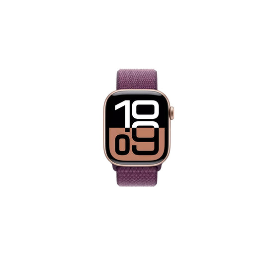 Apple Watch Series 10 - GPS - 42mm - Roséguld Aluminiumboett - Plommon Sportloop