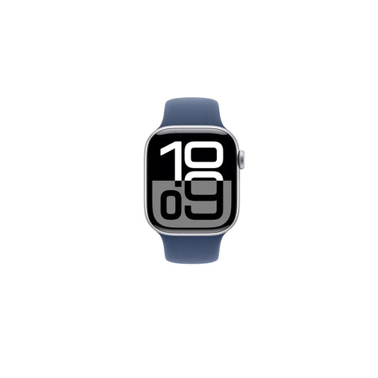 Apple Watch Series 10 - GPS - 42mm - Silver Aluminiumboett - Denim Sportband S/M