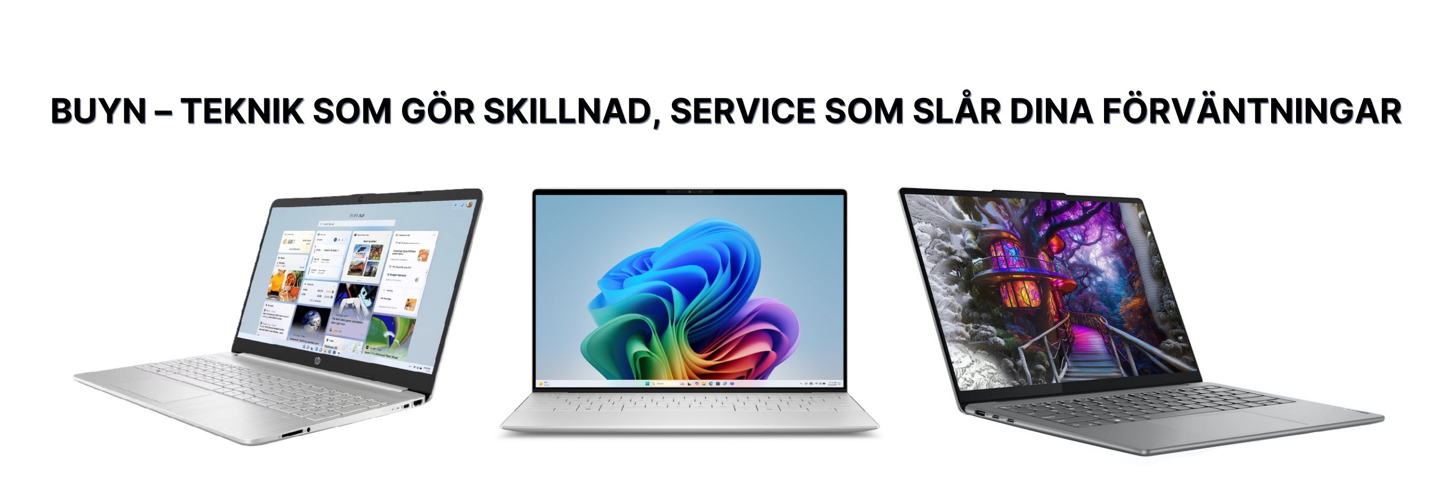 bild av tre laptops från olika tillverkare