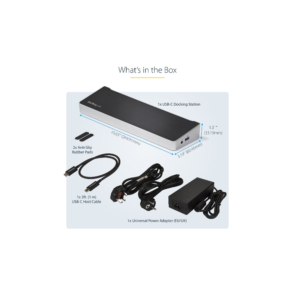 Startech 4K USB-C-docka för tre skärmar med 5 USB 3.0-portar