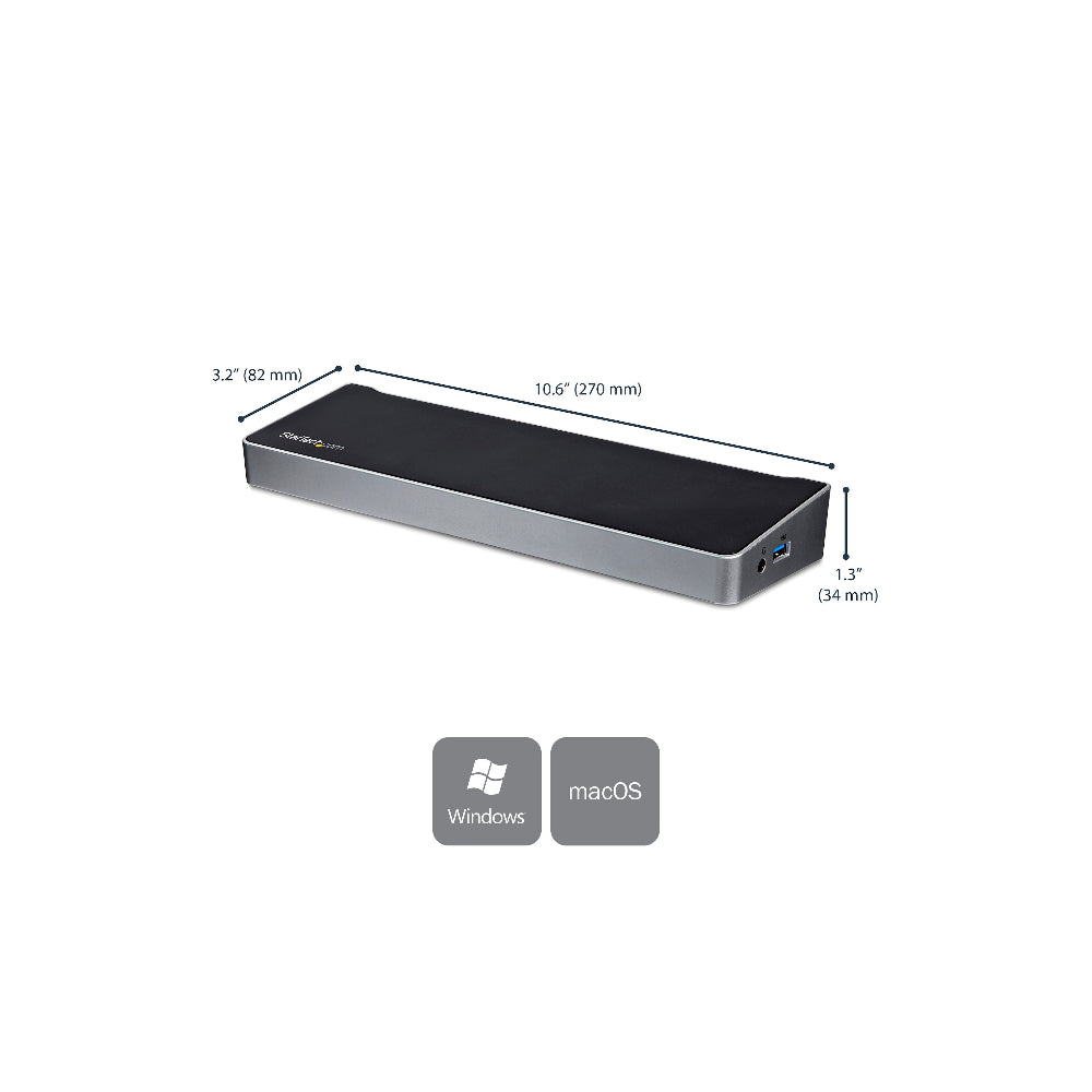 Startech 4K USB-C-docka för tre skärmar med 5 USB 3.0-portar