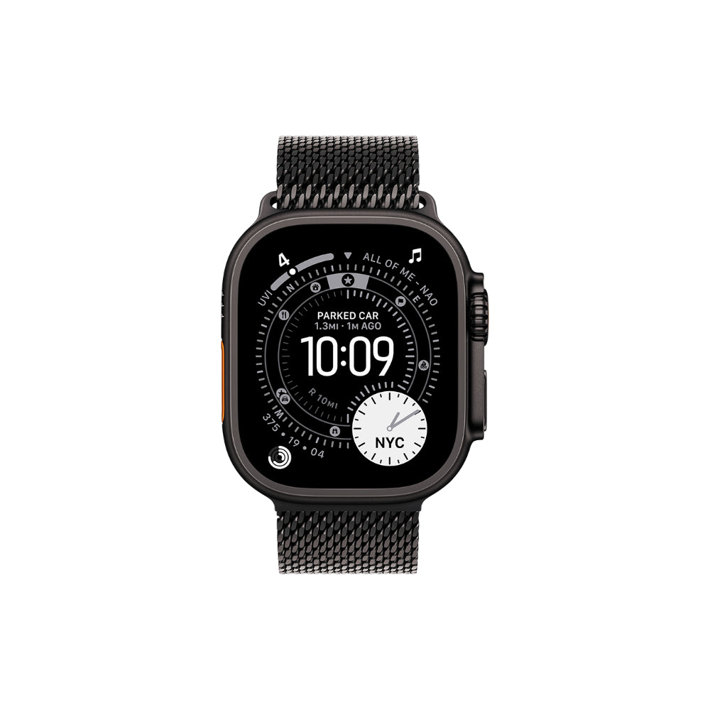 Apple Watch Ultra 3 49mm Svart Titan - Svart Milanesisk Loop Small