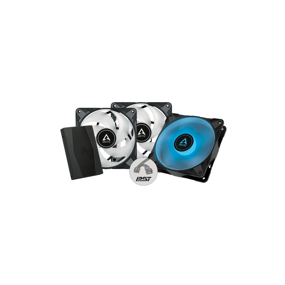 Arctic P12 PWM RGB 3-pack inkl. controller 120mm Svart