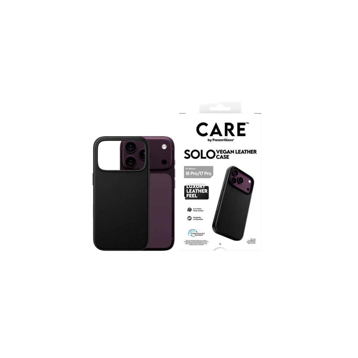 PanzerGlass Solo Vegan Leather - mobilskal - iPhone 18 Pro / 17 Pro - svart