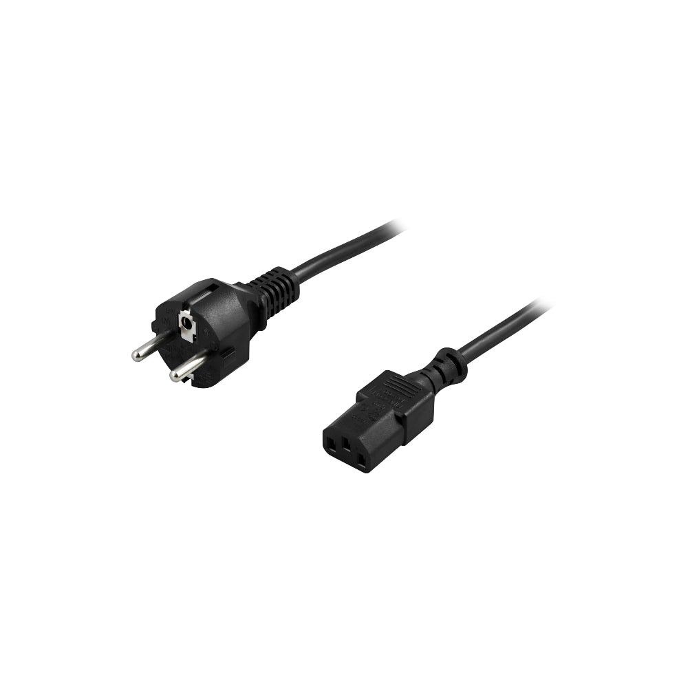 DELTACO DEL-109M Jordad apparatkabel CEE 7/7 till IEC 60320 C13 2 m svart