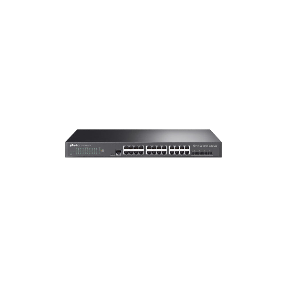 TP-Link TL-SG3428X-UPS V1 JetStream 24-Port Gigabit L2+ Managed Switch med 4 10GE SFP+ Slots & UPS Power Supply