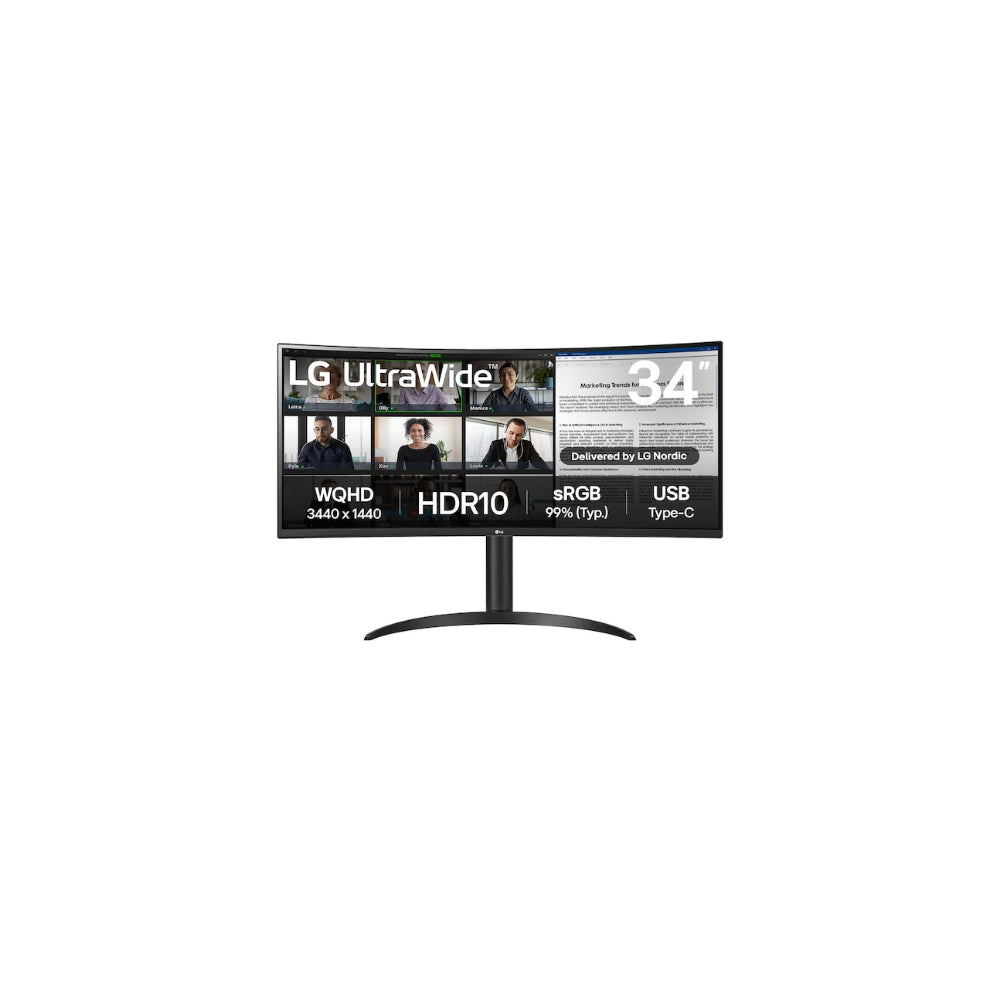 LG UltraWide 34WR55QK-B 34" - Böjd Ultrawide USB-C 3440x1440 - VA - 100Hz