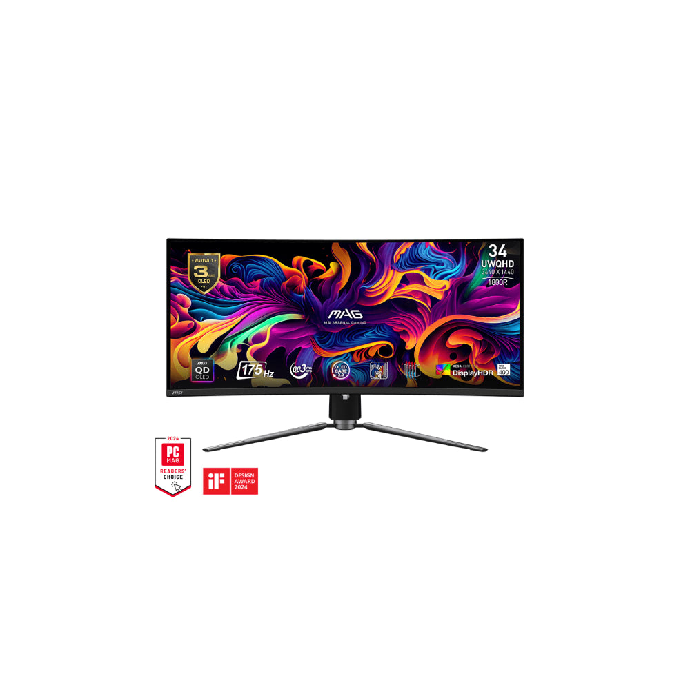MSI MAG 341CQPDE 34.2" - Böjd Ultrawide USB-C 3440x1440 QD-OLED 175Hz