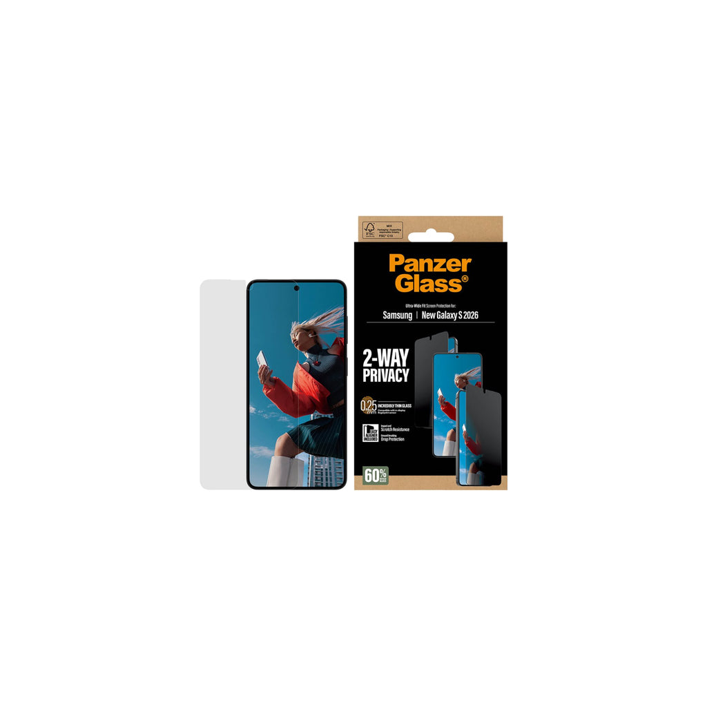 PanzerGlass 2-Way Privacy Screen Protector Ultra-Wide Fit för Samsung Galaxy S26