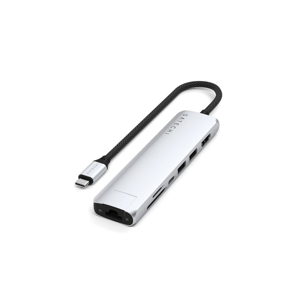 Satechi 7-in-1 USB-C Slim Multiport Adapter - USB-C PD 100W - Silver