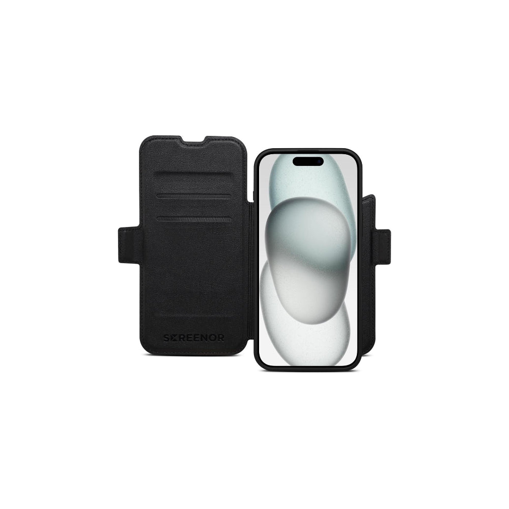 Screenor First - MagSafe - Äkta Läder Svart - iPhone 17 Pro Max