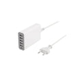 Outlet Deltaco USB-laddningsstation -1x USB-C, 5x USB-A - Vit