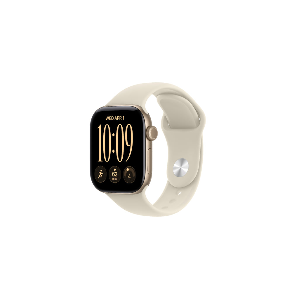 Apple Watch Series 12 GPS + Cellular 42mm - ljust guld aluminium - sand sportband S/M