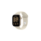 Apple Watch Series 12 GPS + Cellular 42mm - ljust guld aluminium - sand sportband S/M
