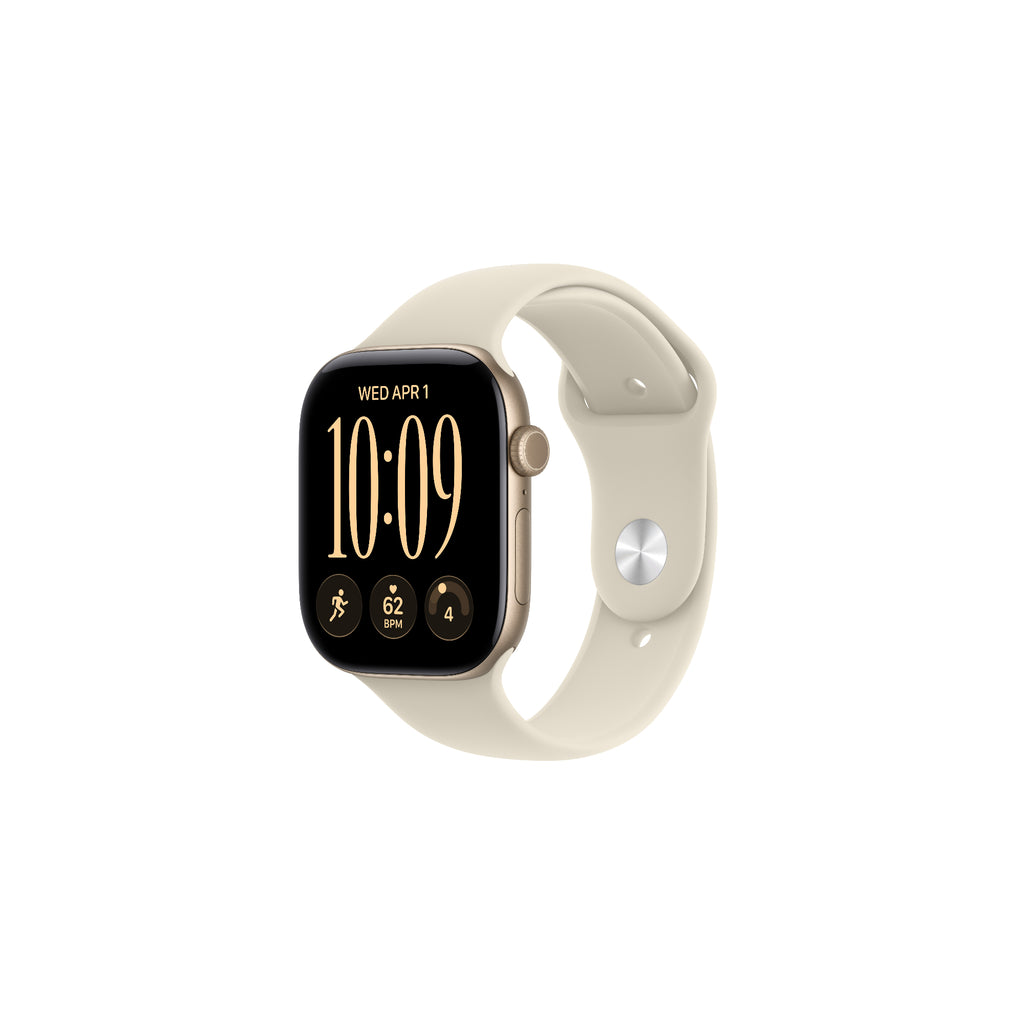 Apple Watch Series 12 GPS + Cellular 46mm - ljust guld aluminium - sand sportband M/L