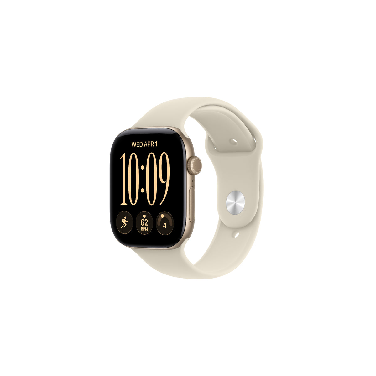 Apple Watch Series 12 GPS + Cellular 46mm - ljust guld aluminium - sand sportband M/L