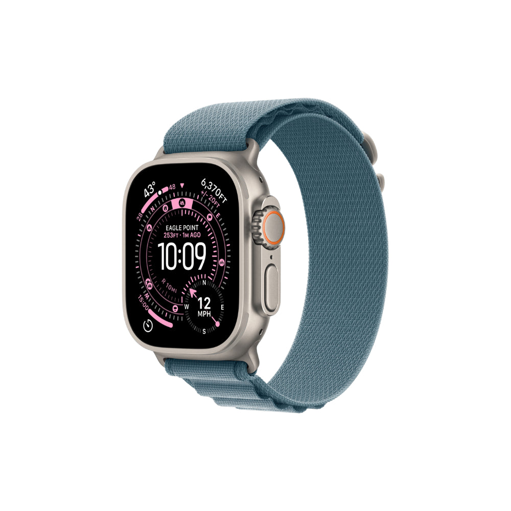 Apple Watch Ultra 3 49mm Naturlig Titan - Ljusblå Bergsloop Large