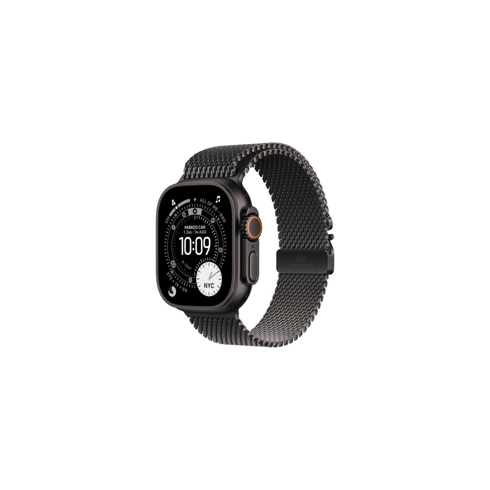 Apple Watch Ultra 3 49mm Svart Titan - Svart milanesisk loop