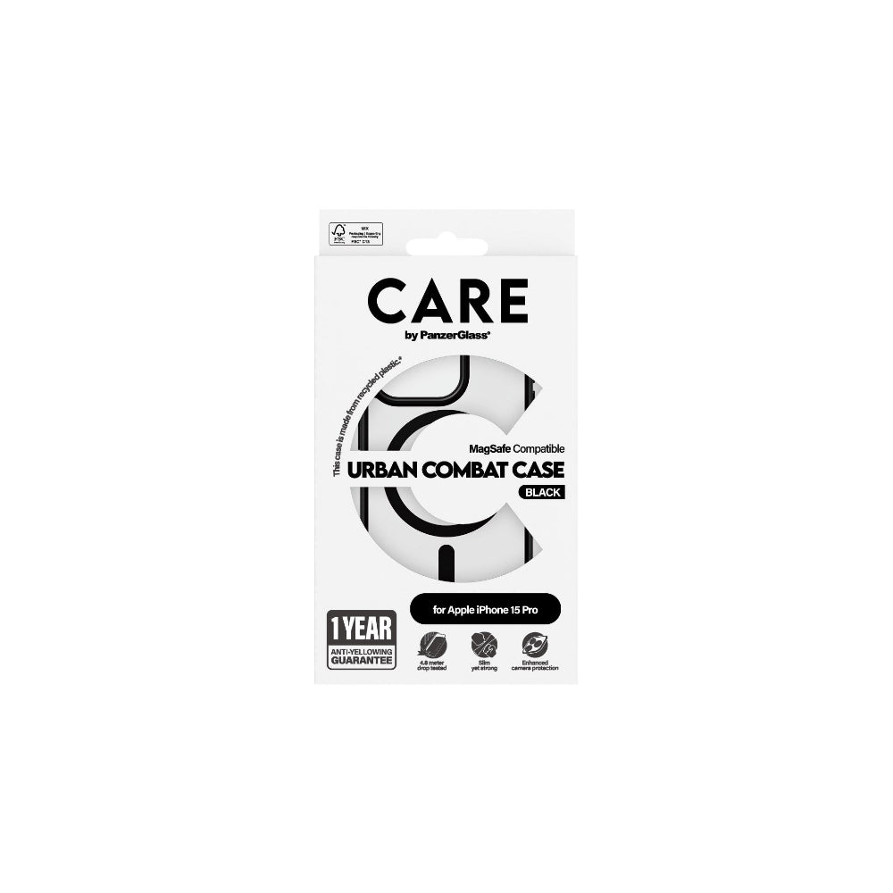 PanzerGlass CARE Urban Combat Case Magsafe Svart för Apple iPhone 15 Pro