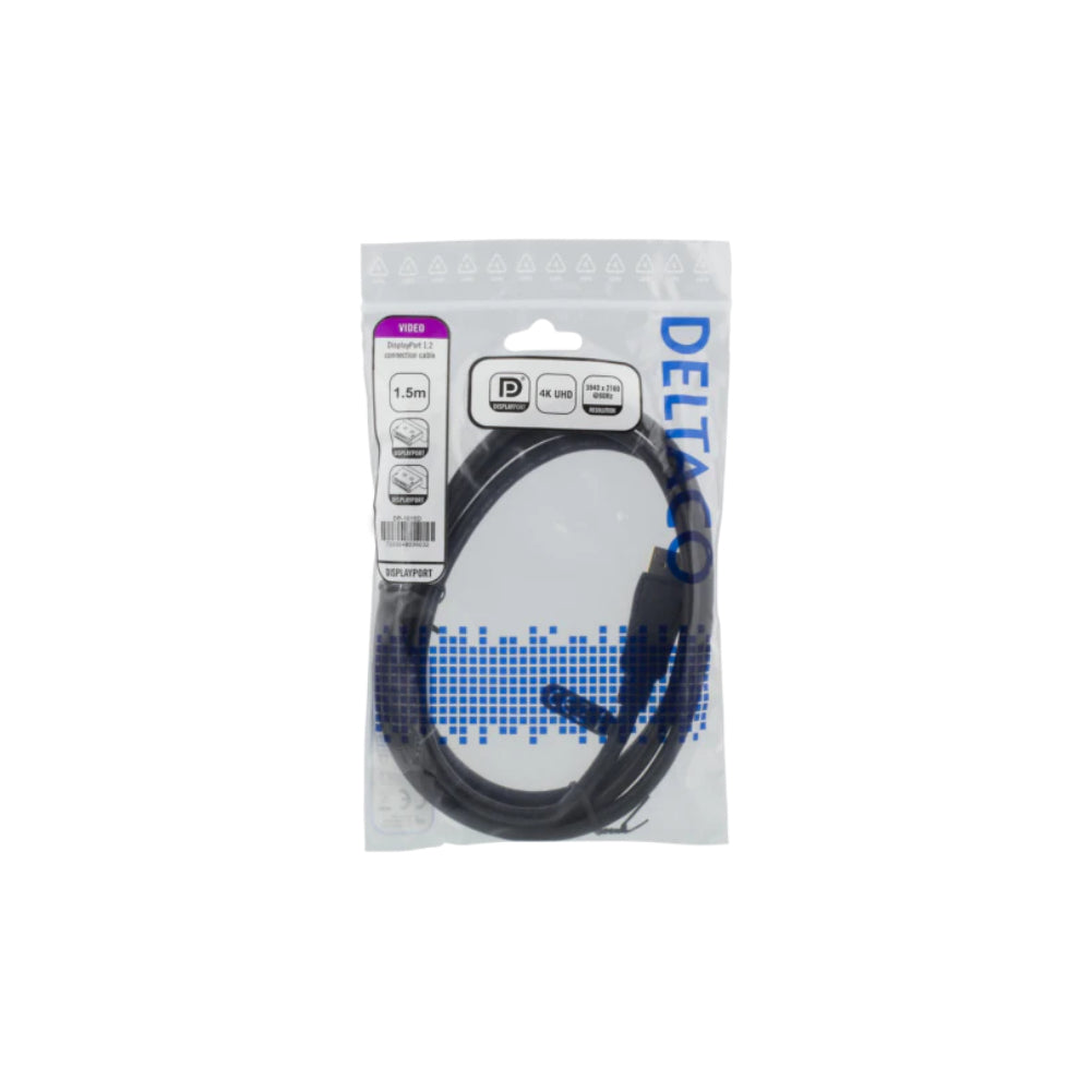 DELTACO DP-1015D DisplayPort-kabel DP 1.2 1,5 m svart