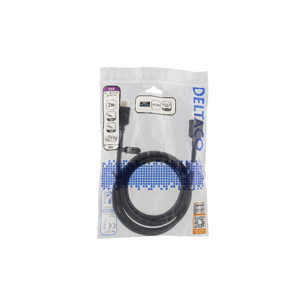 DELTACO HDMI-1020D Premium High Speed HDMI-kabel 2 m svart
