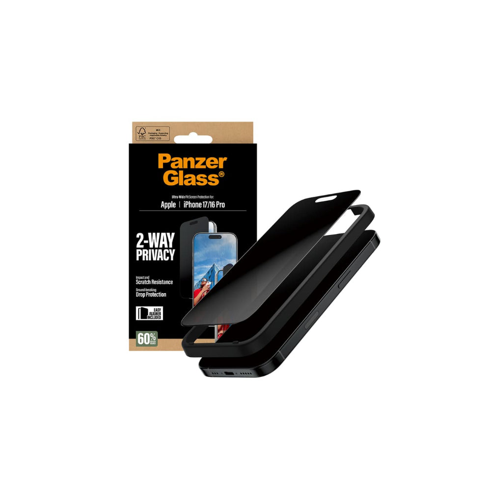 Panzerglass Ultrawide skärmskydd Privacy iPhone 17 - EasyAligner