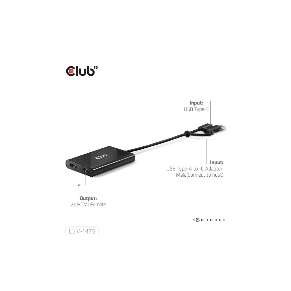 Club3D CSV-1475 - DisplayLink Adapter 2xHDMI 4K 60Hz