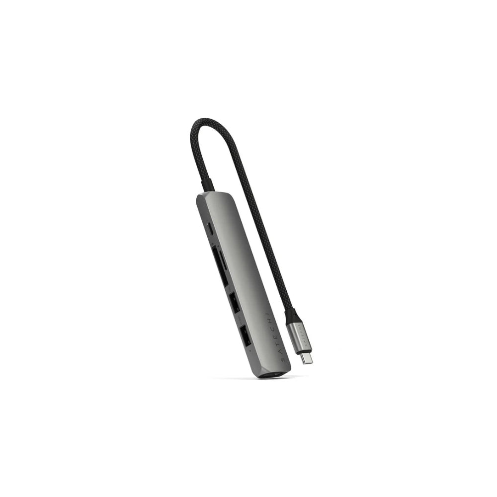 Satechi 6-i-1 USB-C Slim Multiport Adapter - rymdgrå