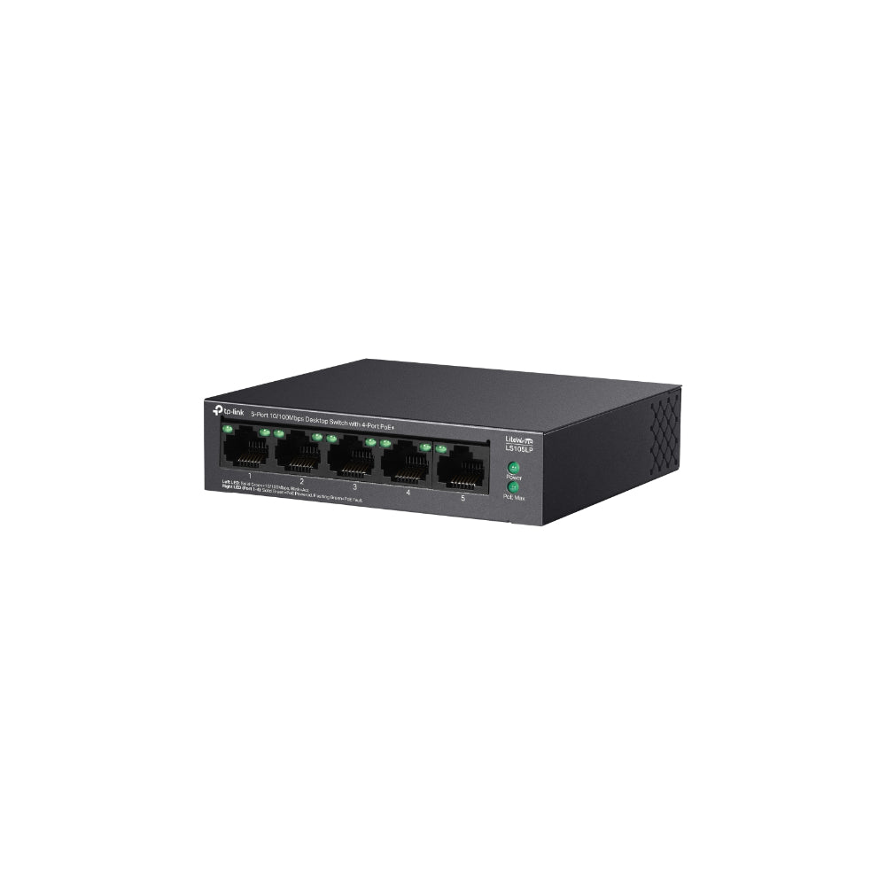 TP-Link LS105LP 5-Port 10/100 Mbps Desktop Switch med 4-Port PoE+