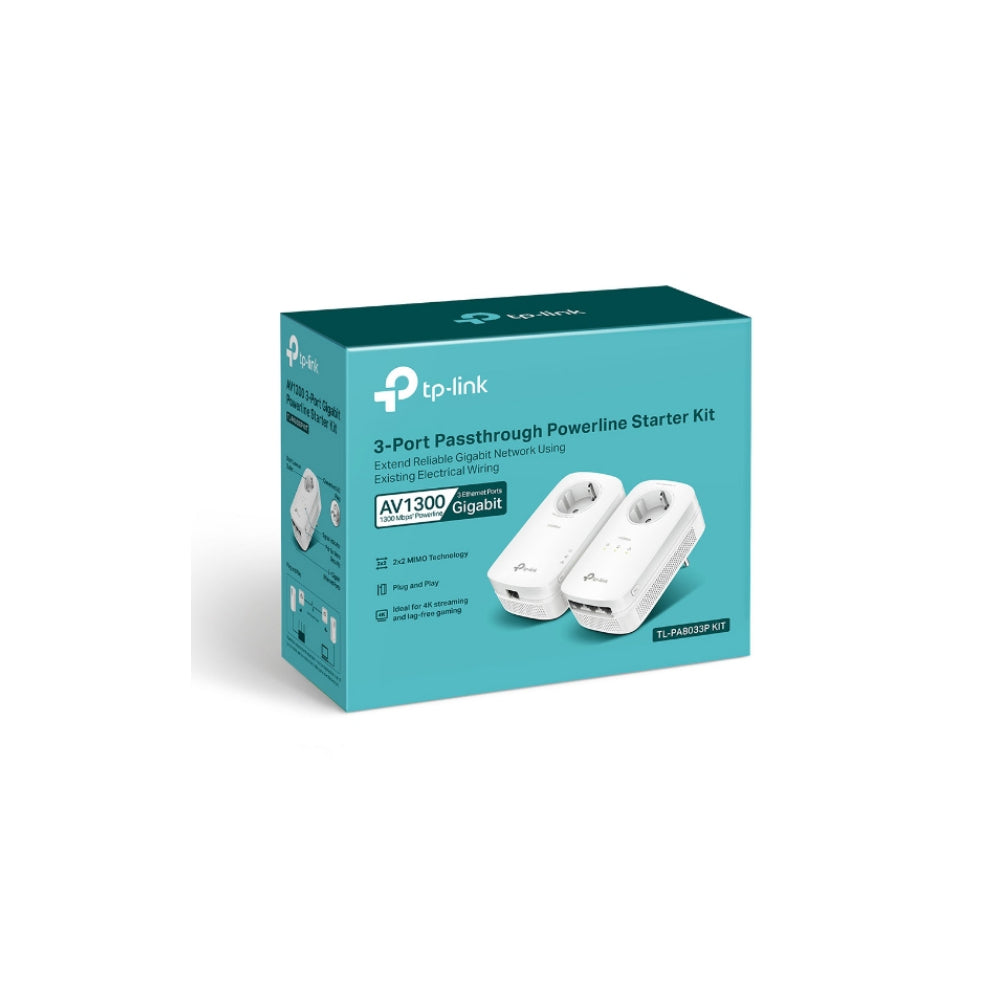 AV1300 3-Port Gigabit Passthrough Powerline Starter Kit