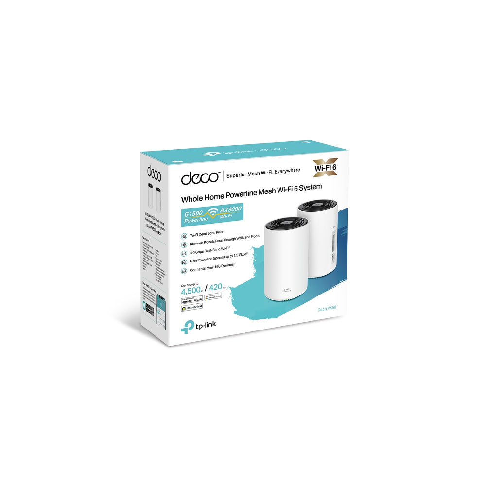 TP-Link Deco PX50 X3000 + G1500 V1 Whole Home Powerline Mesh Wi-Fi 6 System (2-pack)