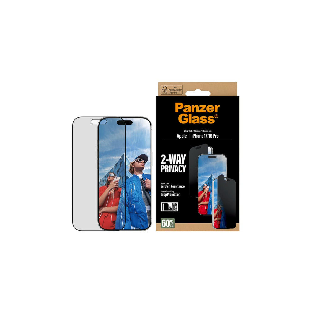 Panzerglass Ultrawide skärmskydd Privacy iPhone 17 - EasyAligner