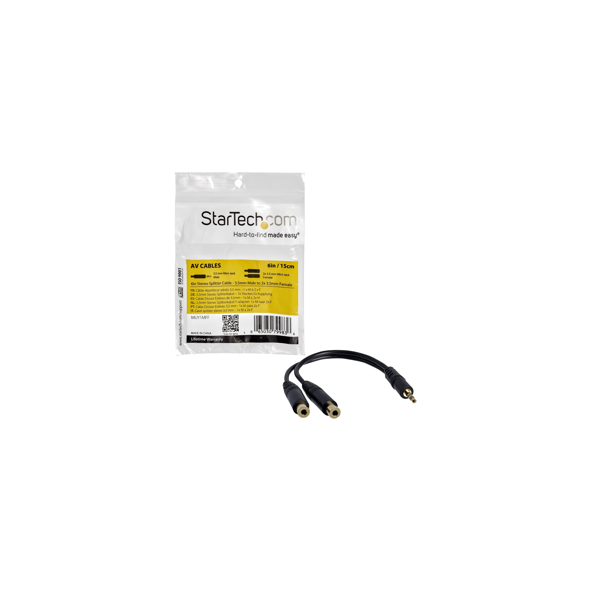 Startech - 6 Pc Speaker Y Splitter Cabl 1 X35 Mm Male To 2 X 35 Mm Fem Phono