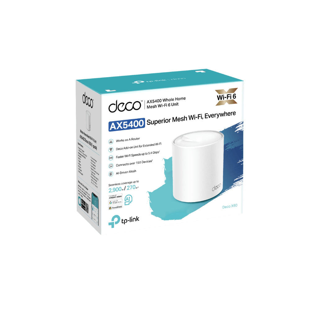 TP-Link DECO X60(1-PACK) AX5400 Whole Home Mesh Wi-Fi 6 System