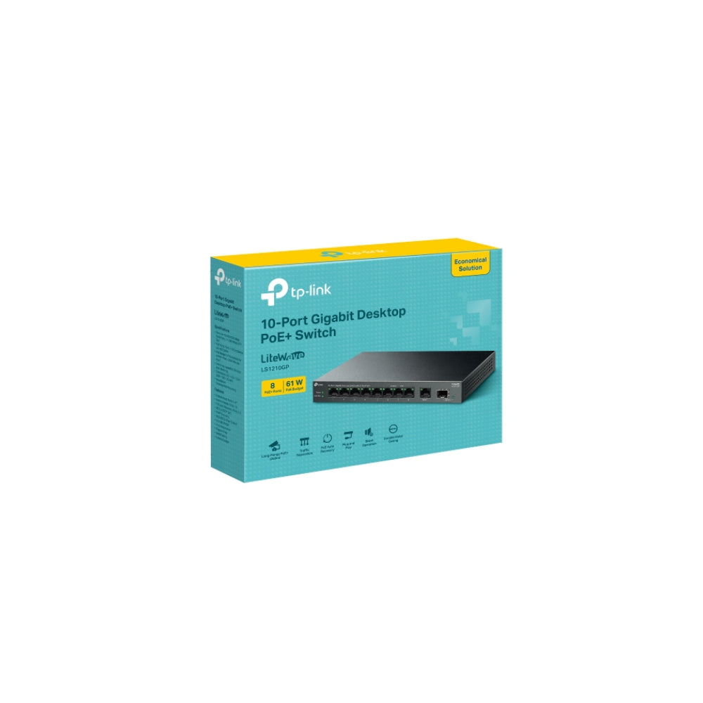 TP-Link LS1210GP 10-Port Gigabit Switch med 8-Port PoE+