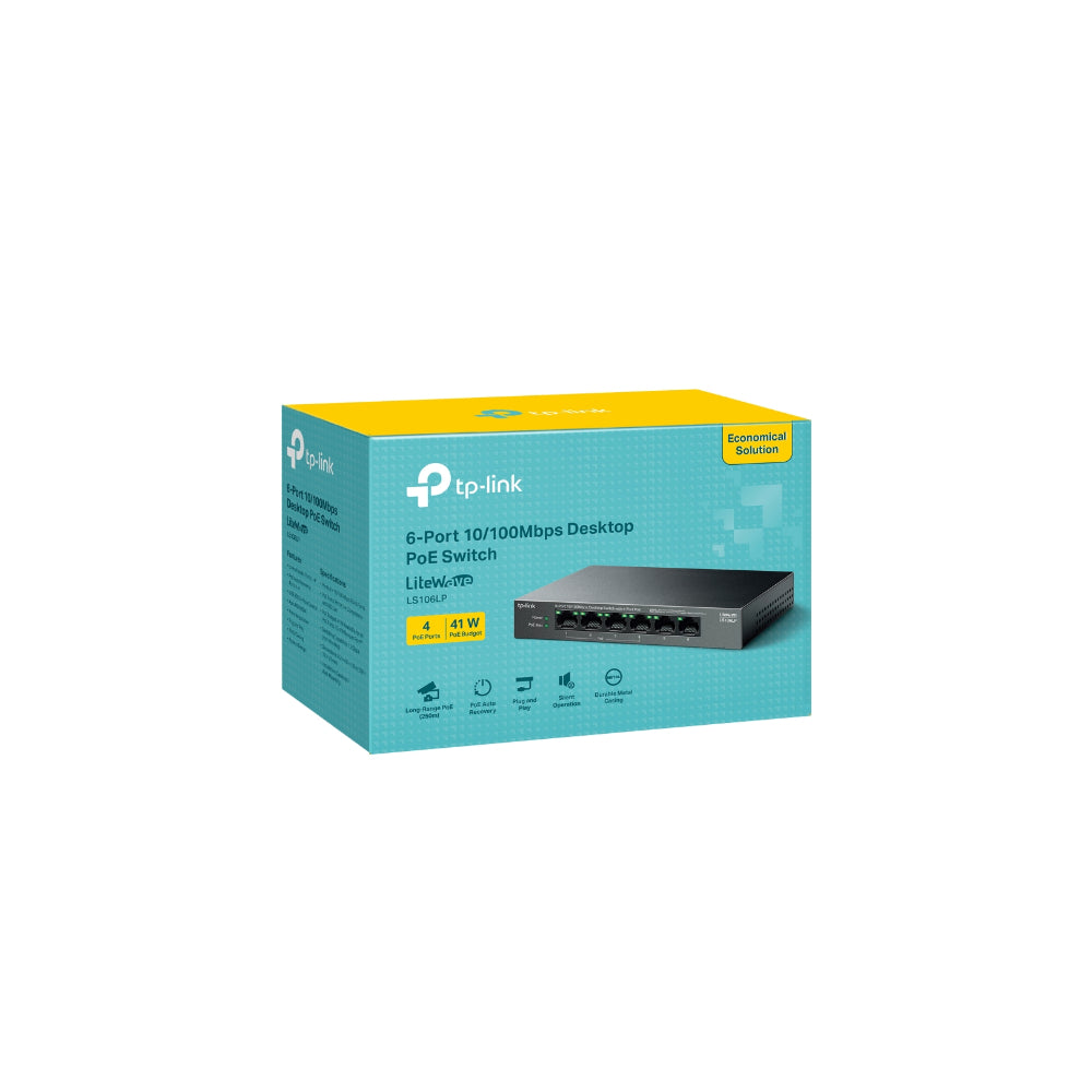TP-Link LiteWave LS106LP 6-portars Fast Ethernet PoE-switch