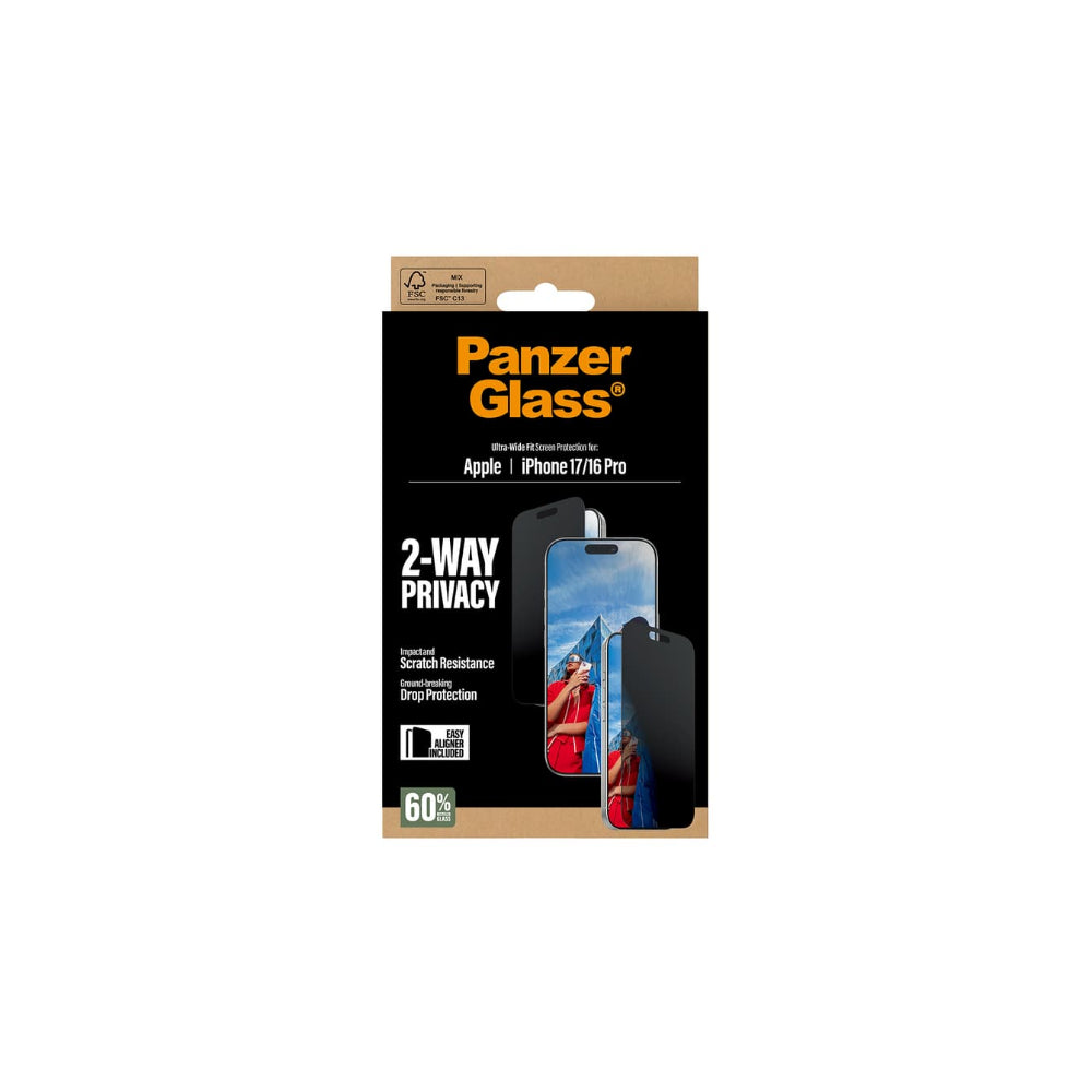 Panzerglass Ultrawide skärmskydd Privacy iPhone 17 - EasyAligner