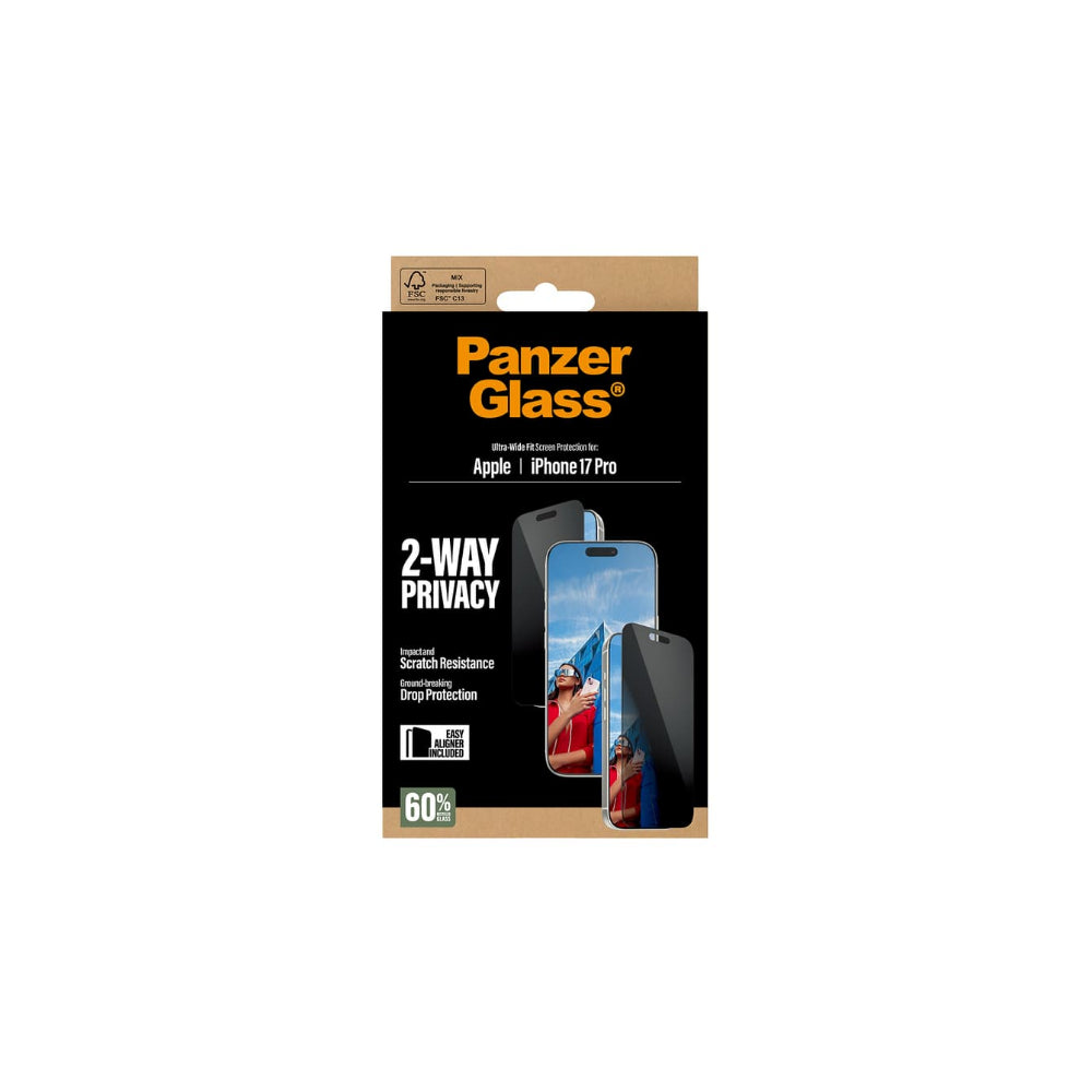 Panzerglass Ultrawide skärmskydd Privacy iPhone 17 Pro - EasyAligner