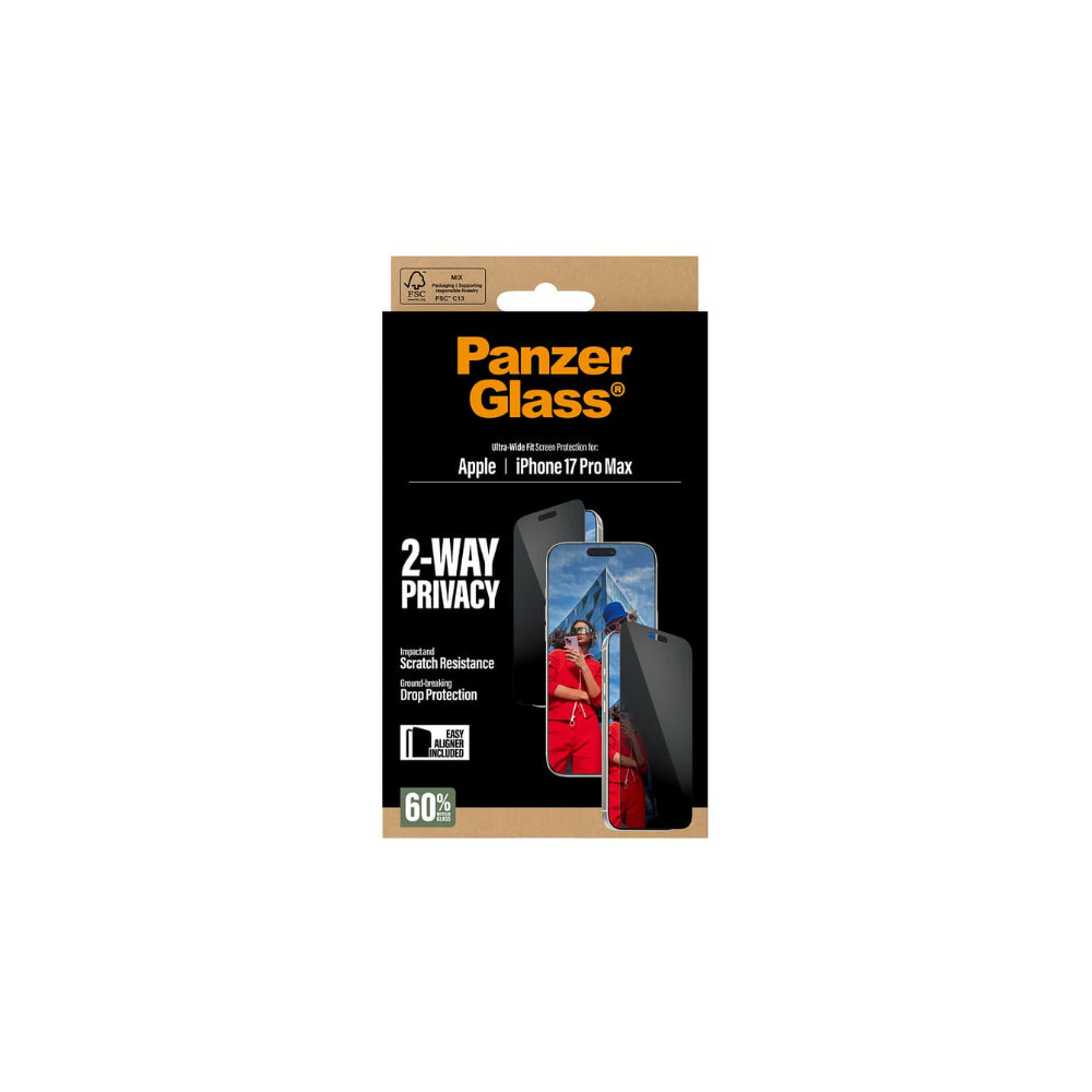 Panzerglass Ultrawide skärmskydd Privacy iPhone 17 Pro Max - EasyAligner