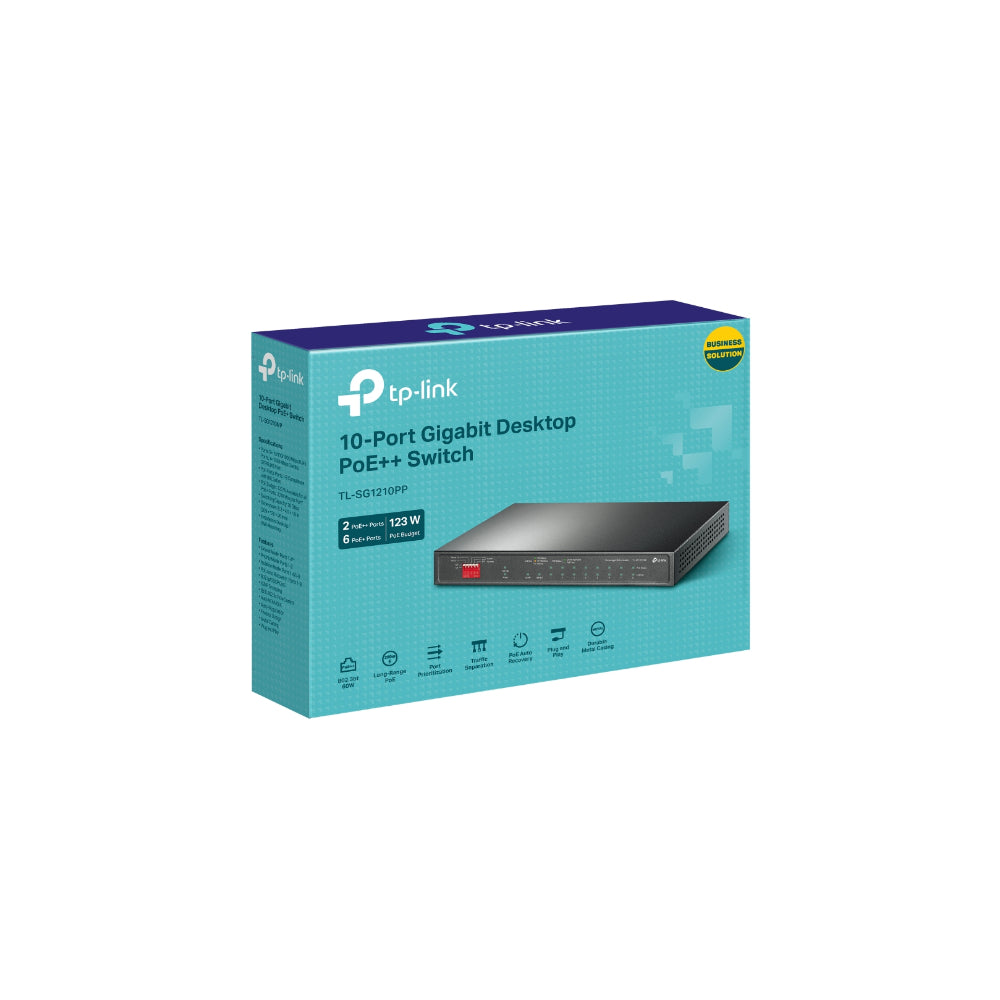 TP-Link TL-SG1210PP 10-Port Gigabit Desktop Switch med 6-Port PoE+ and 2-Port PoE++