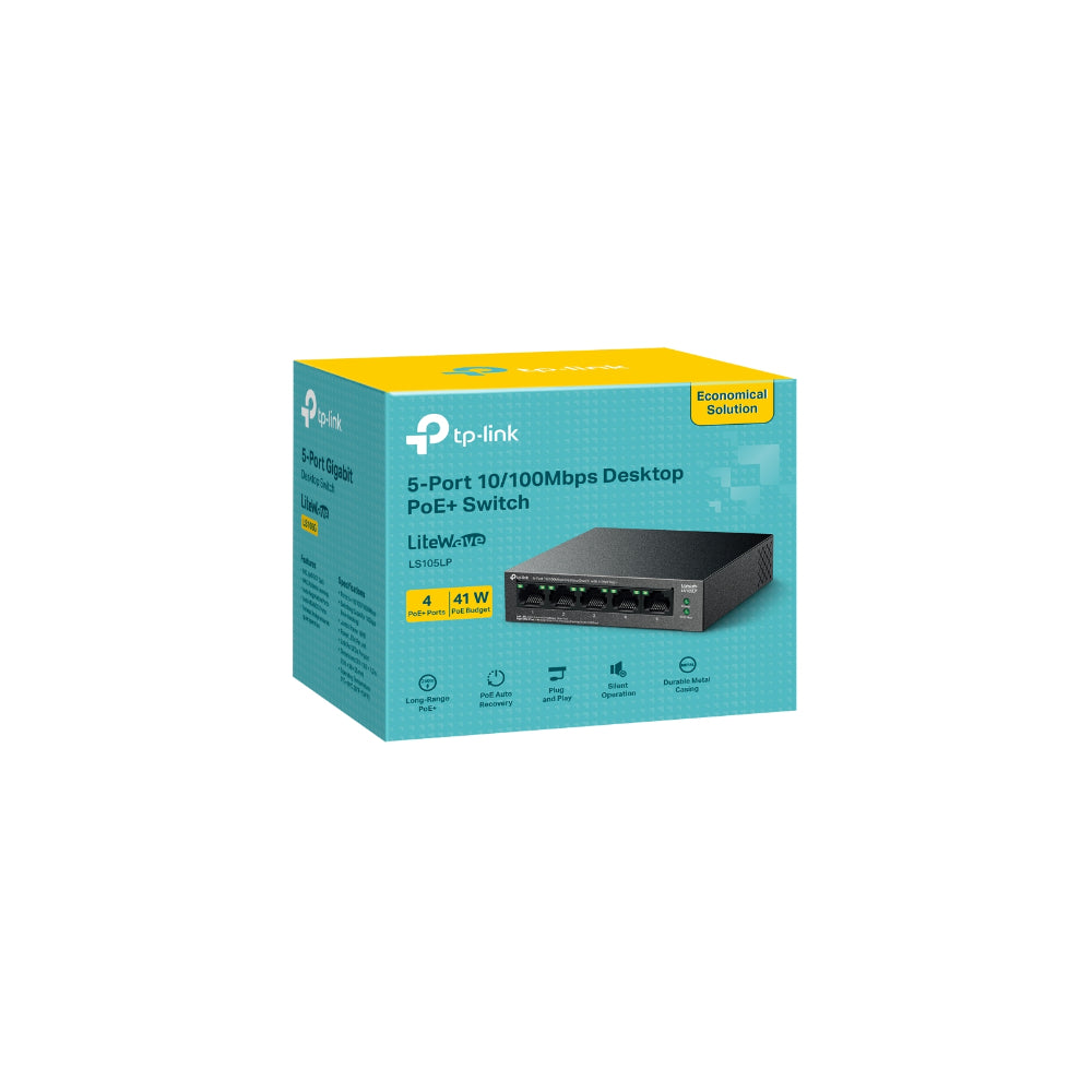 TP-Link LS105LP 5-Port 10/100 Mbps Desktop Switch med 4-Port PoE+