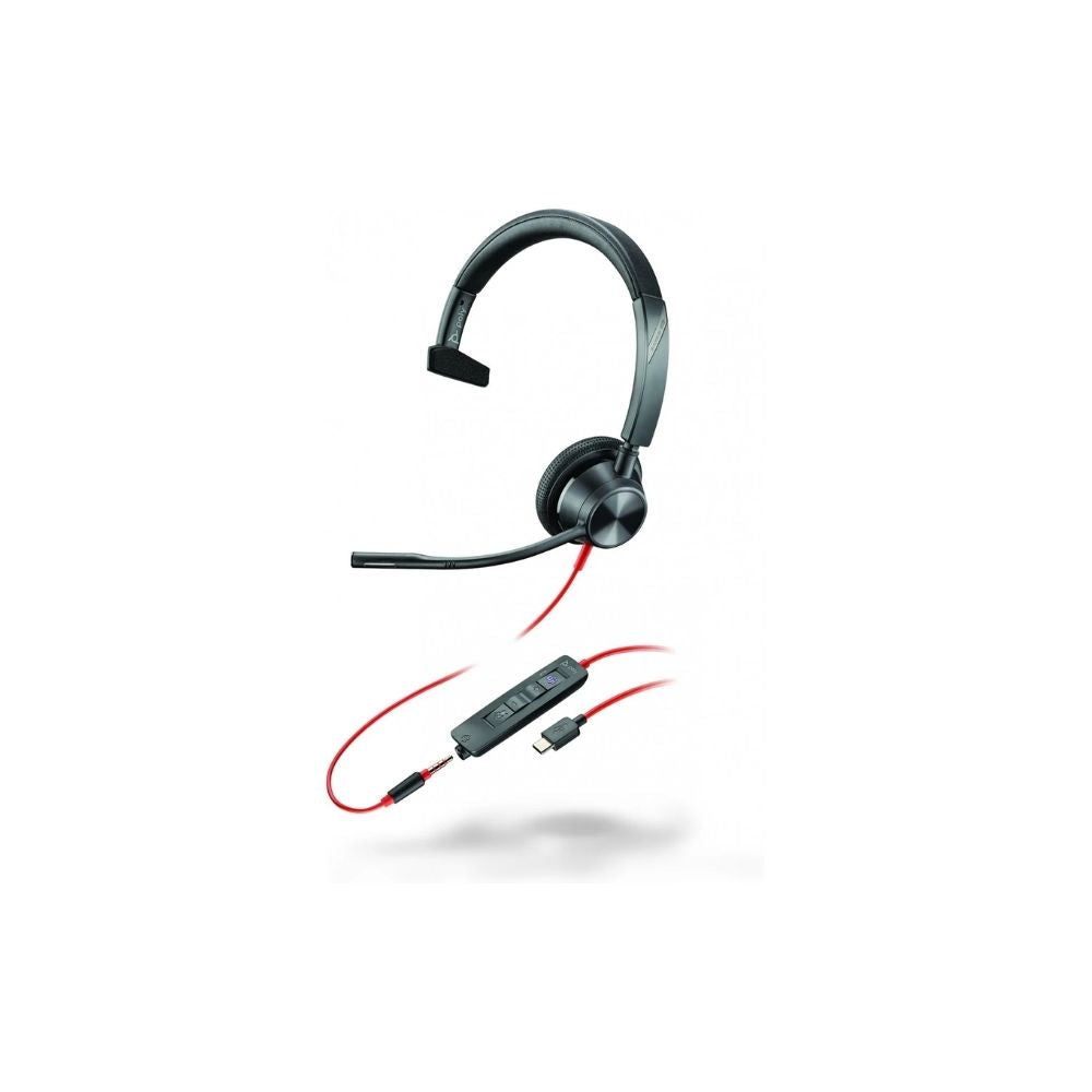 HP Poly Blackwire 3315 Monaural MS +3.5mm Plug +USB-C/A Svart