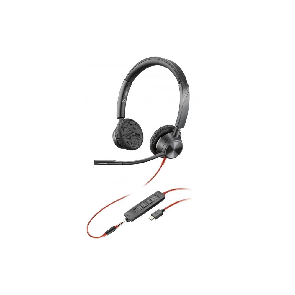 HP Poly Blackwire 3325 Stereo +3.5mm Plug +USB-C/A Svart