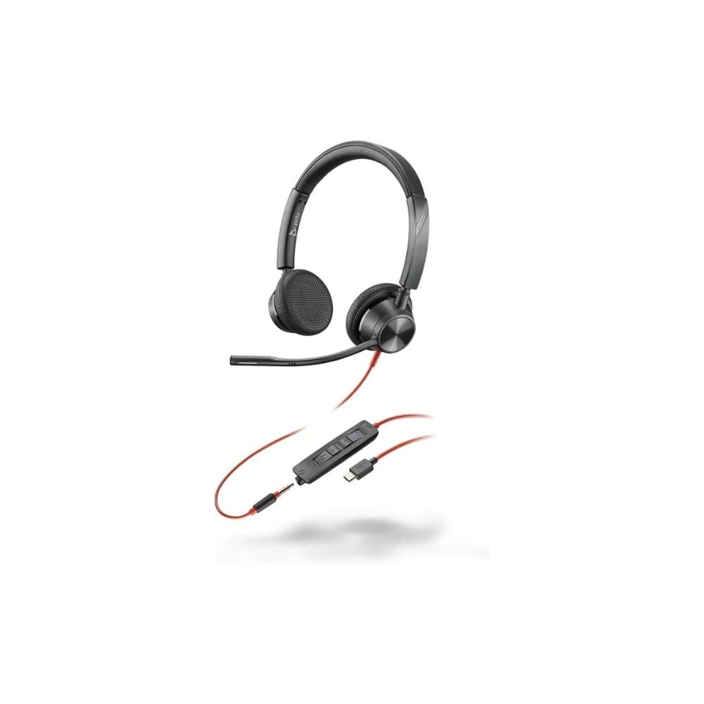 HP Poly Blackwire 3325 Stereo MS +3.5mm Plug +USB-C/A Svart