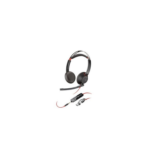 HP Poly Blackwire 5220 Stereo +3.5mm Plug +USB-C/A Svartröd