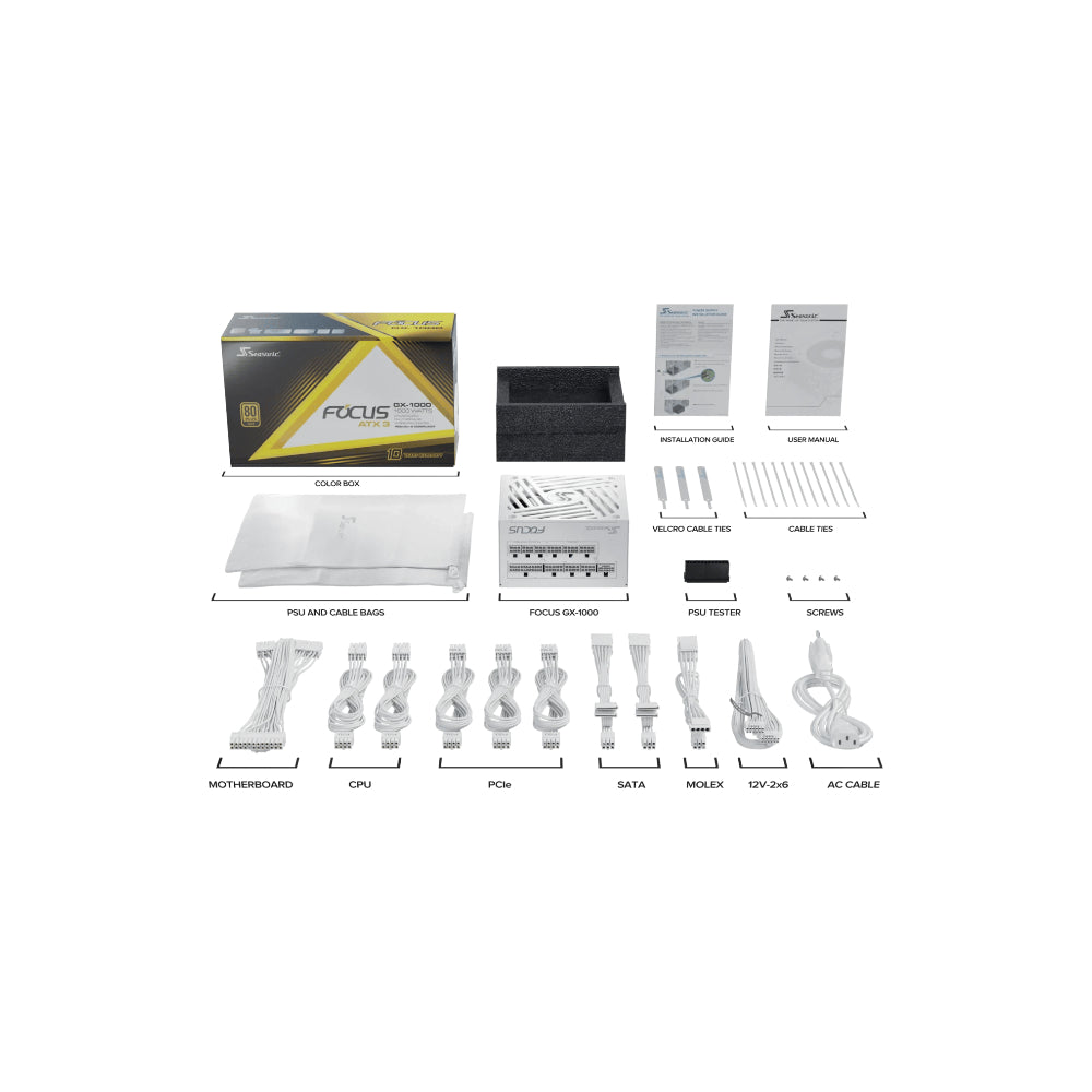 Seasonic Focus GX White ATX 3 (2024) 1000W 80 PLUS Gold